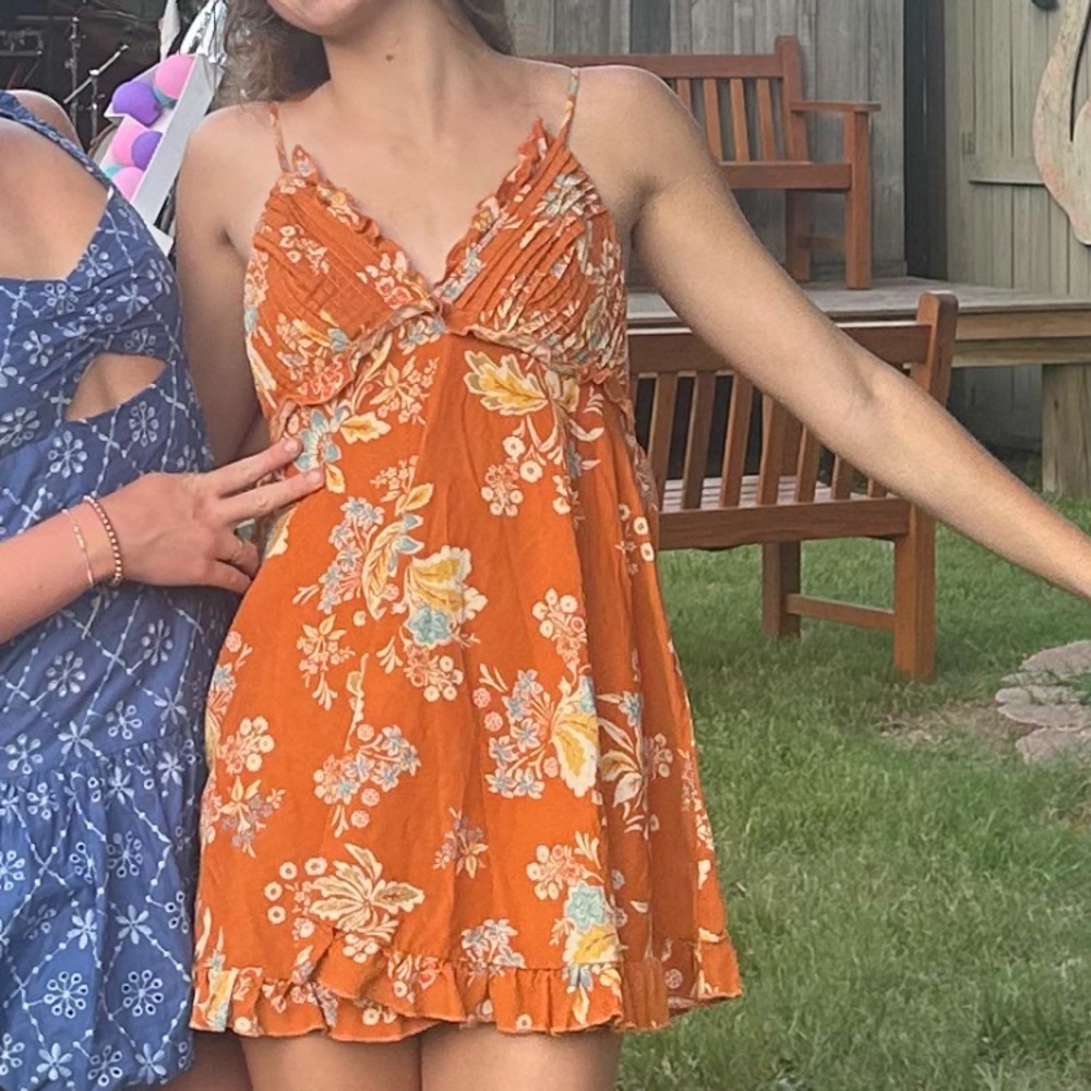 Orange Floral Free People Mini Dress